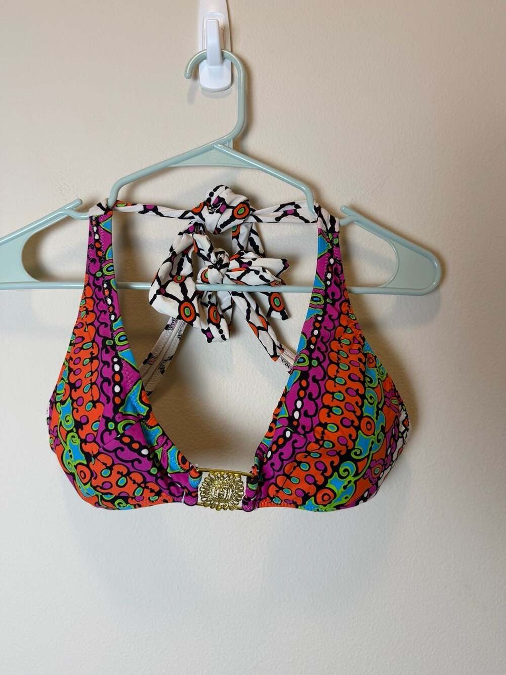Trina Turk Halter Bikini Swim Top Multi Colorful Size 8